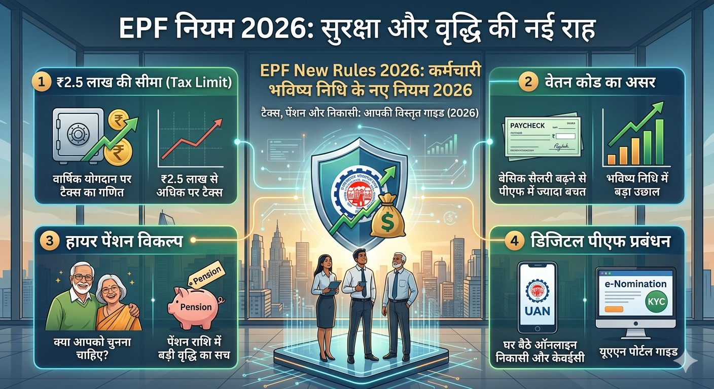 Read more about the article New EPF Rules 2026: पीएफ, टैक्स और पेंशन की पूरी गाइड