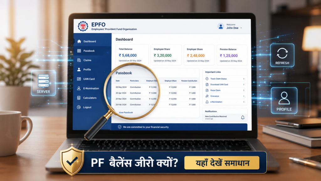 PF balance zero kyon dikhata hai